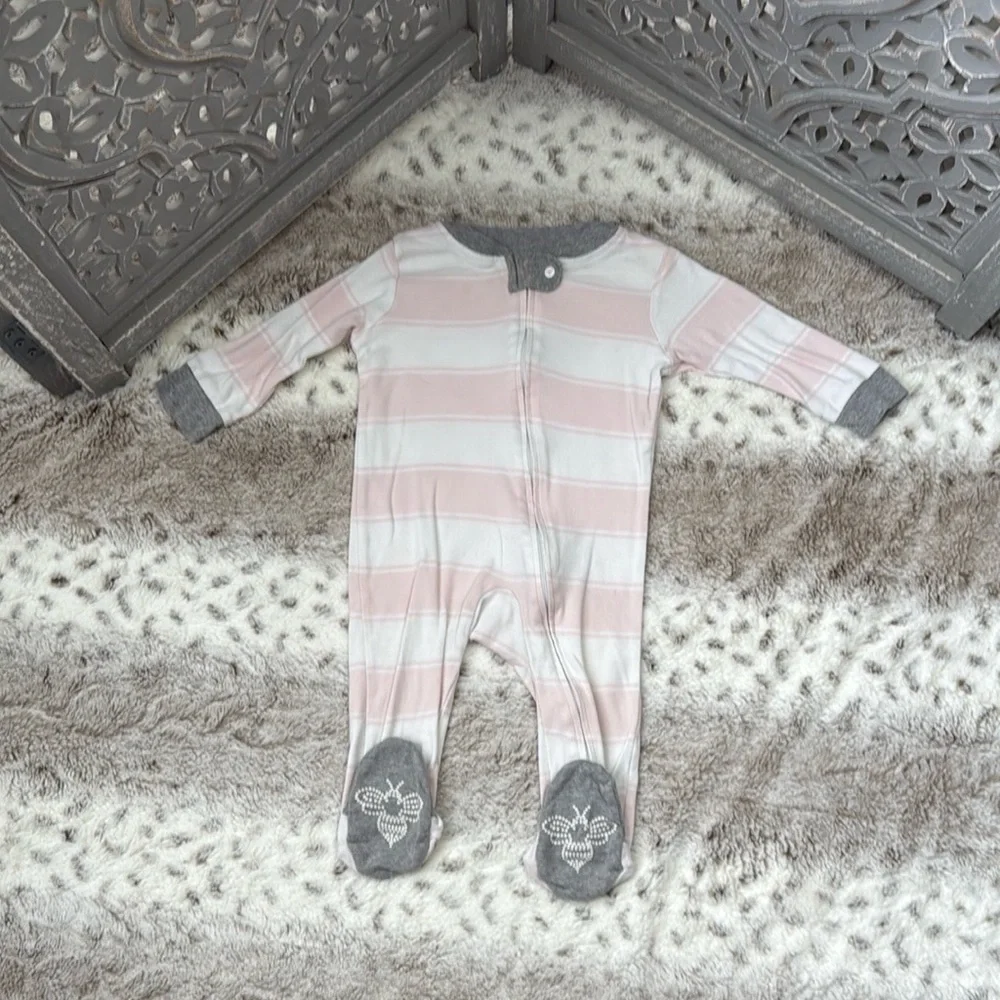Burt’s Bees Baby Dottie pajamas baby girls 6-9 months pastel pink white stripes